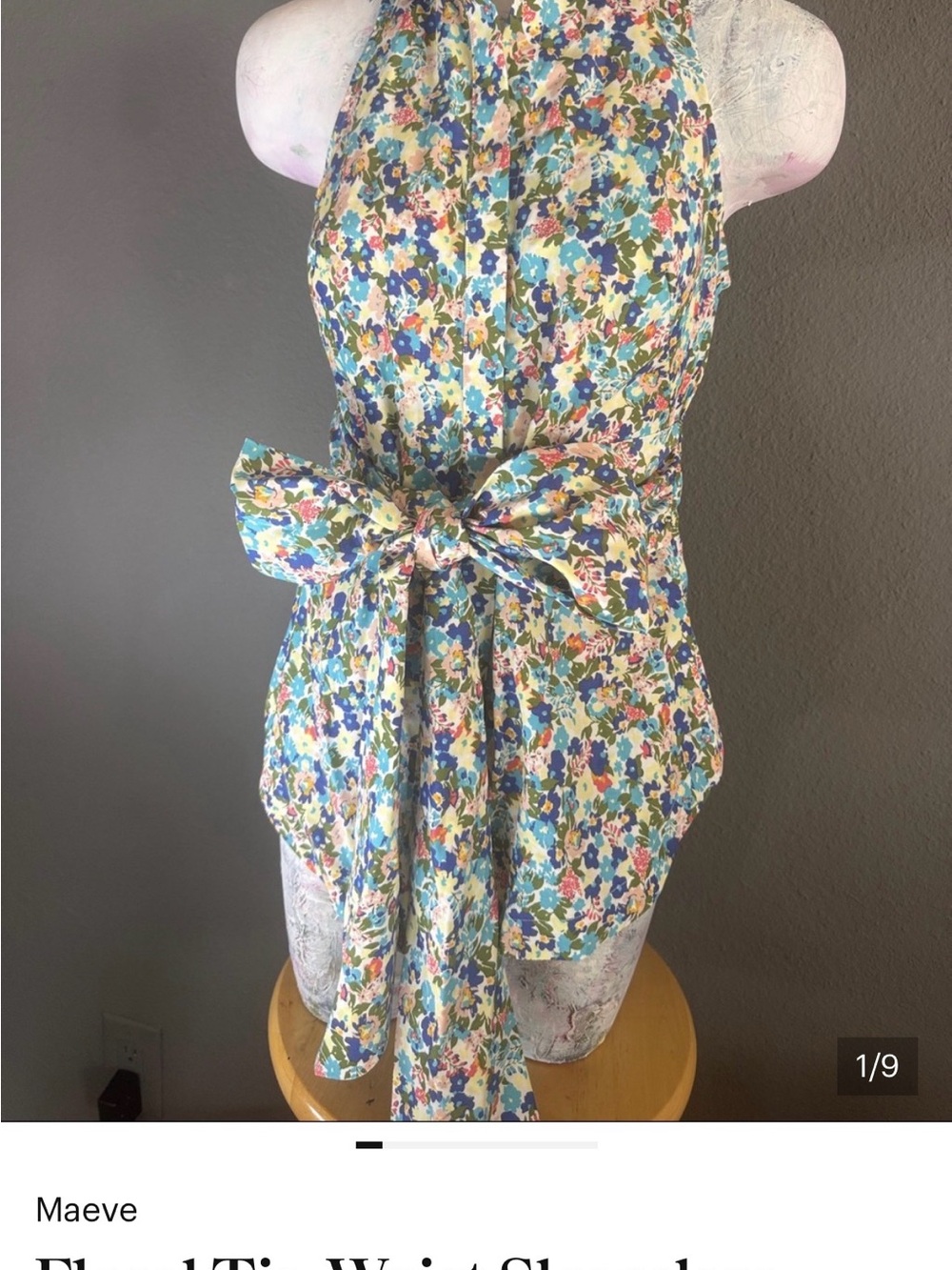 Maeve Pastel Floral Halter Tie-Front Top